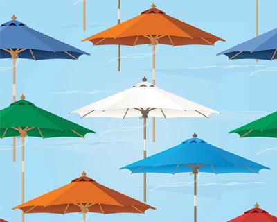 beach umbrella vs patio umbrella TheLAShop 6ft 8-Rib Wood Tilt Food Cart A chic wavy Beach Umbrella vs. Pop-Up Canopy: