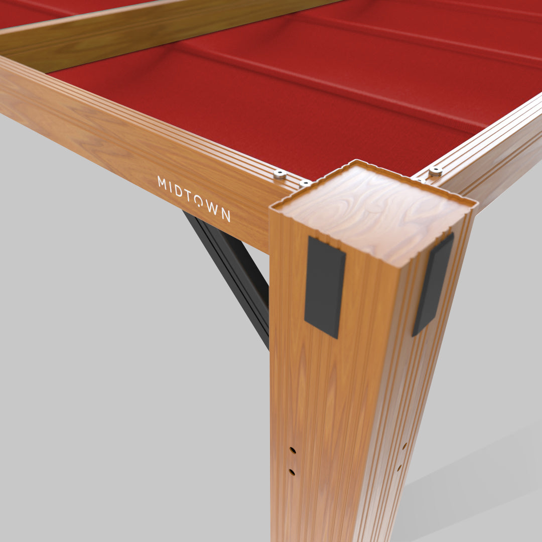The Modular™ Wooden Pergola - Sunbrella Red