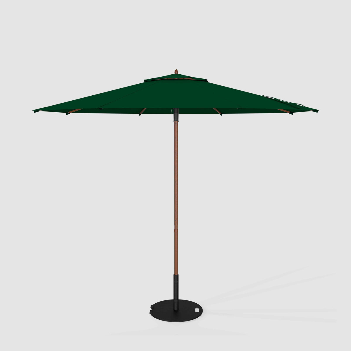 10 foot diameter circular wood patio umbrella Market Patio Umbrella | Wind Resistant, Crank Tilt, Woodgrain Finish |  Commercial Grade | Sunbrella Forest Green