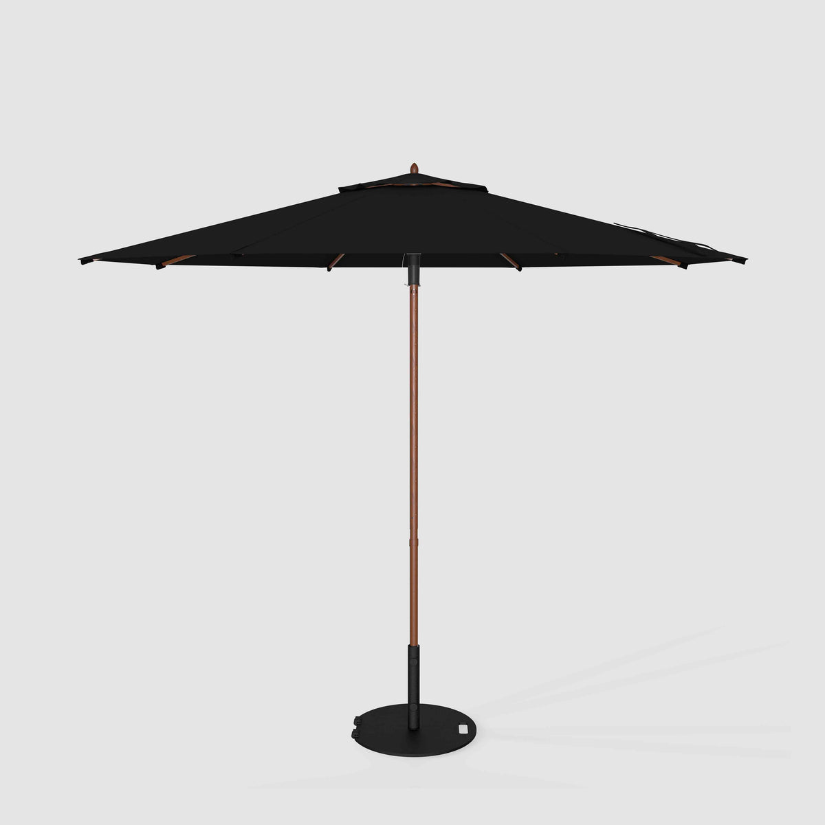 Market Patio Umbrella | Fade-Proof, Wind Resistant, Crank Tilt, Woodgrain Finish | Commercial Grade | Terylast Ebony Black