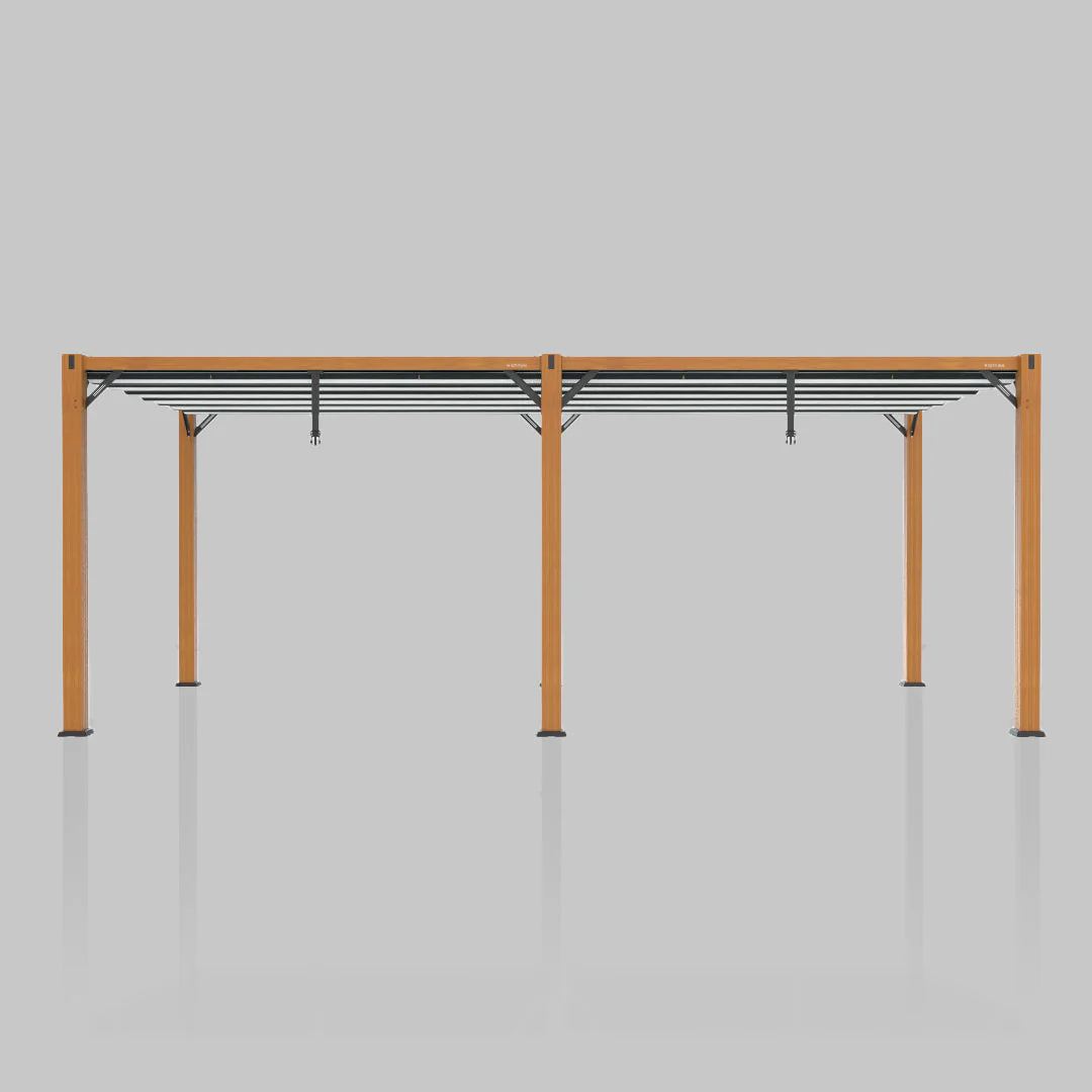 The Modular Wooden Pergola - Sunbrella Black & Grey