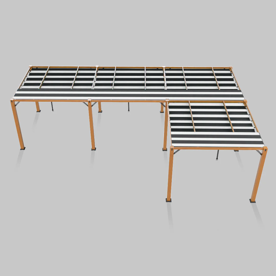 The Modular Wooden Pergola - Sunbrella Black & Grey
