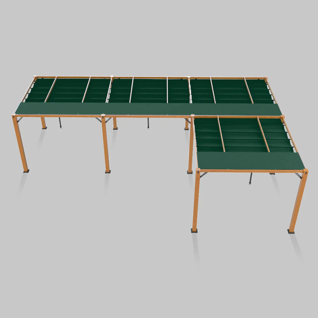 The Modular Wooden Pergola - Sunbrella Forest Green