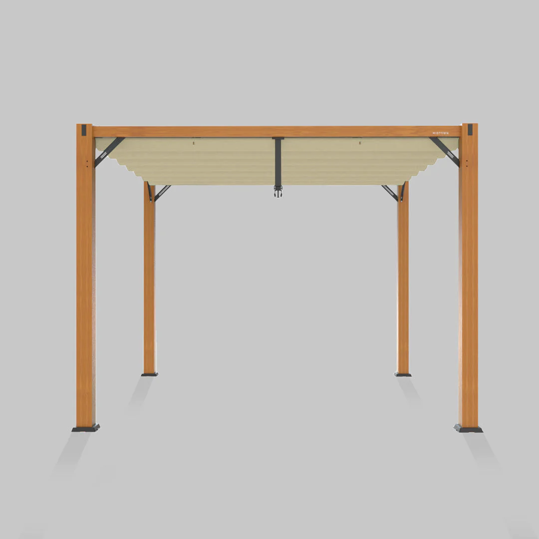 The Modular Wooden Pergola - Sunbrella Antique Beige