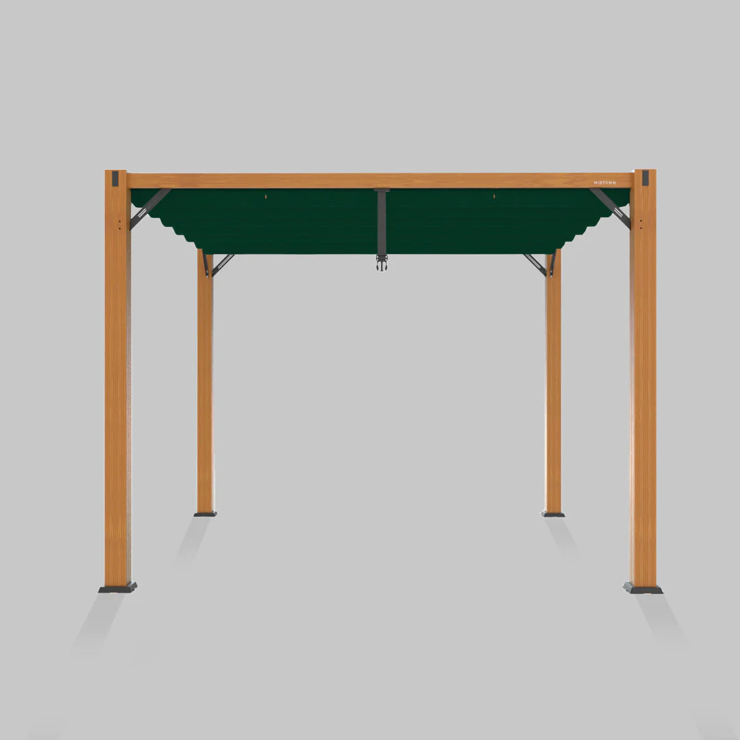 The Modular Wooden Pergola - Sunbrella Forest Green
