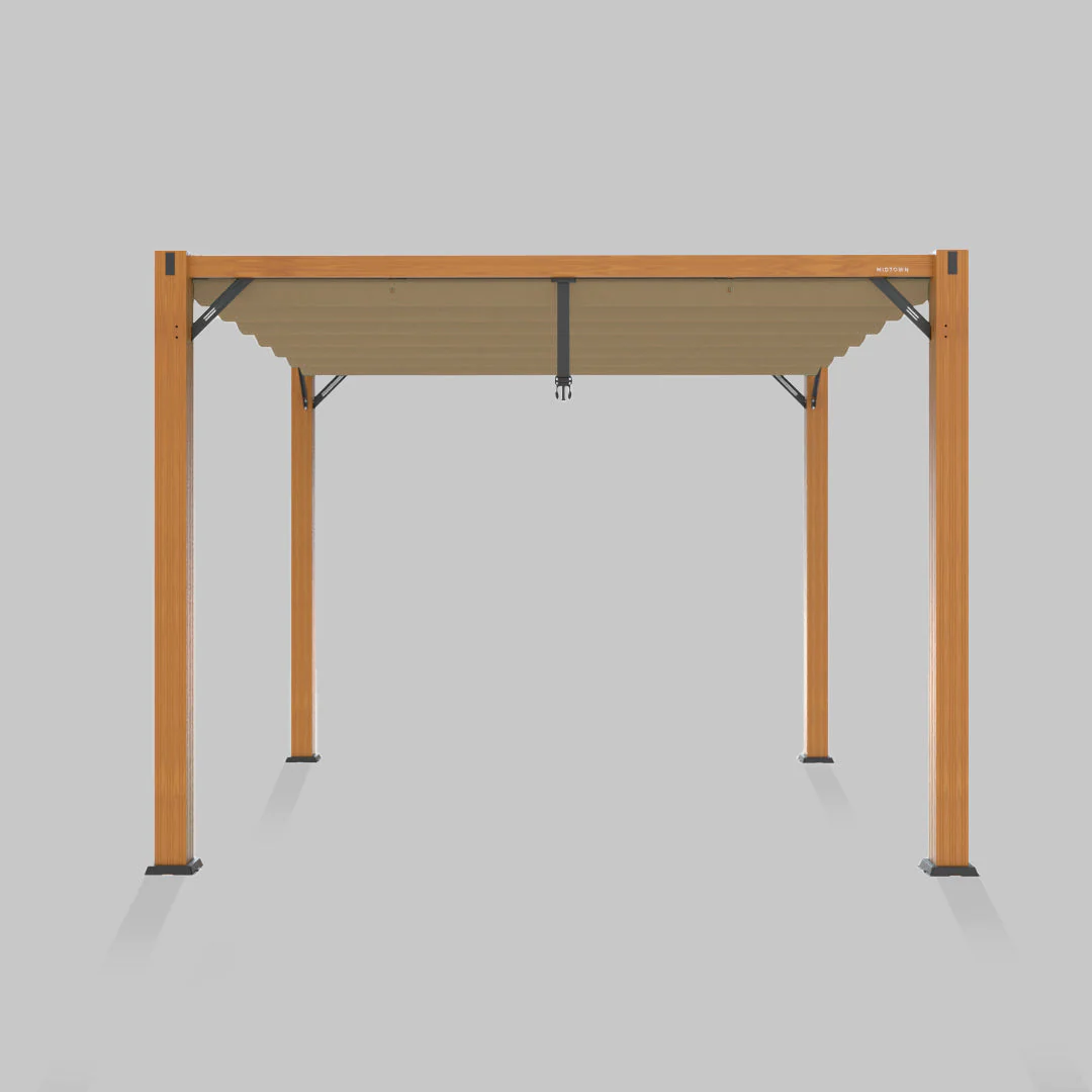 The Modular Wooden Pergola - Sunbrella Heather Tan