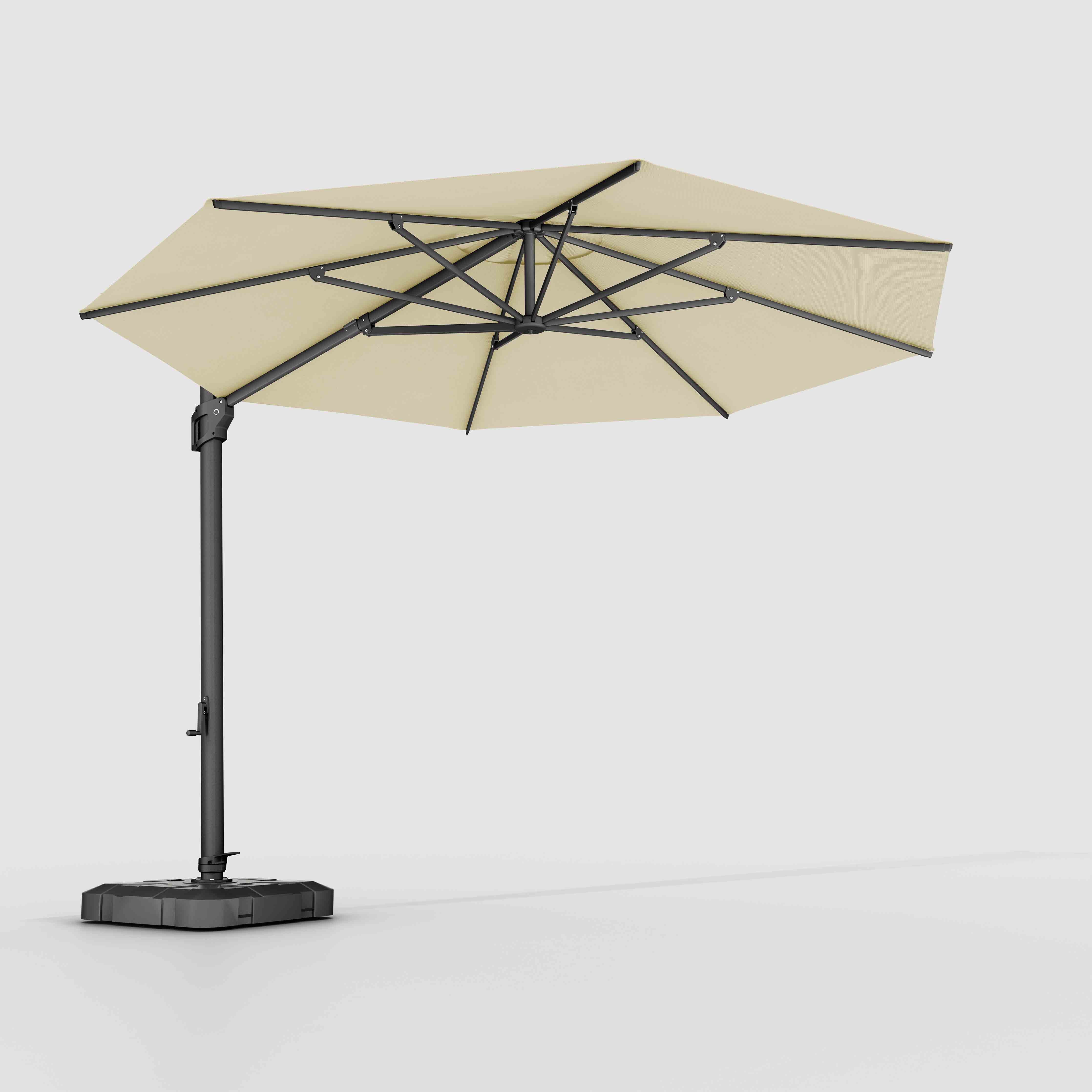 10ft Round Offset Cantilever Sunbrella Patio Umbrella | Wind