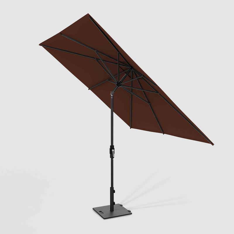 brown rectangular patio umbrella Treasure Garden 8x10 ft Outdoor (Rectangular, High-Perf Opening mechanism Teak Rectangular Patio Umbrella w/