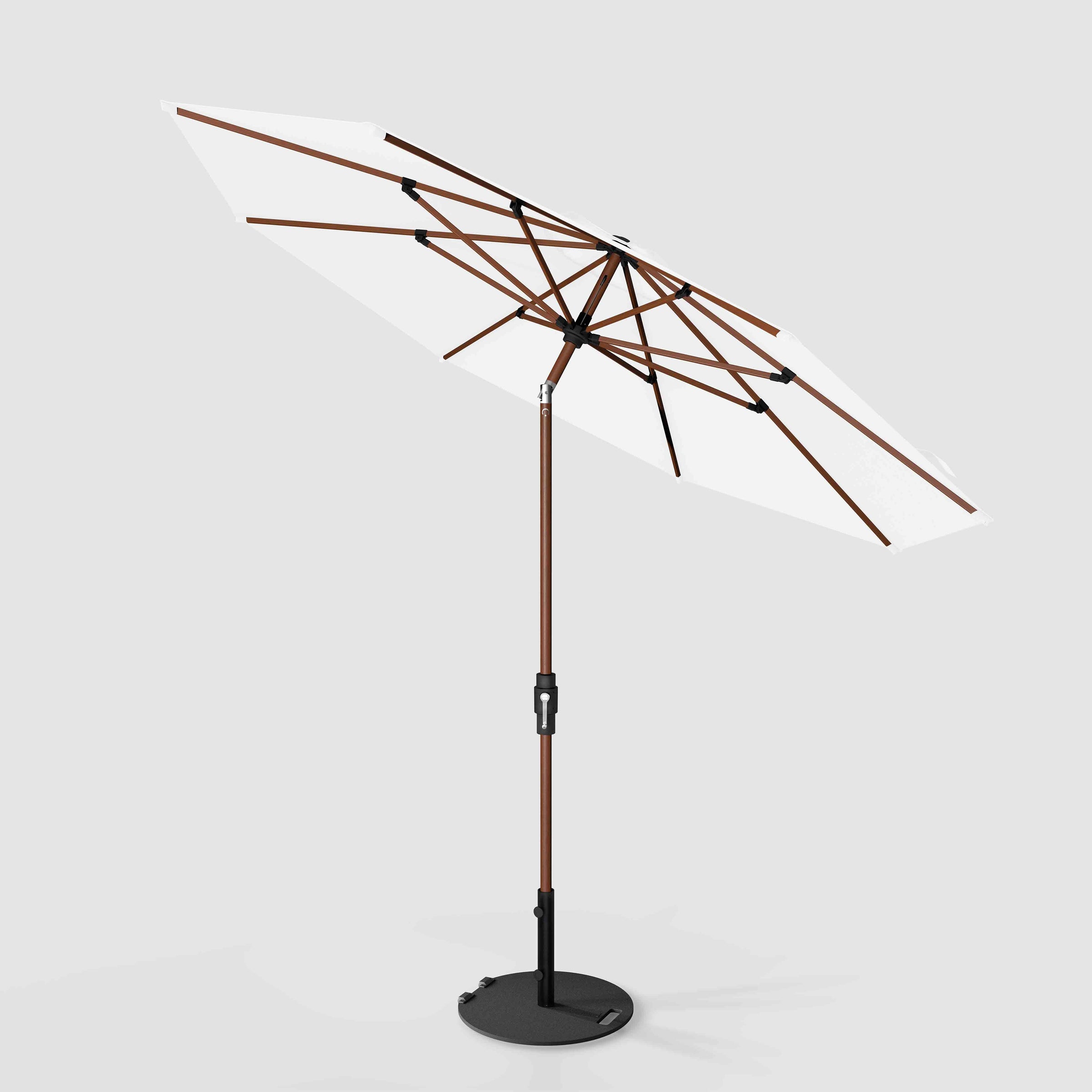 8ft10ft Auto Tilt Terylast Patio Umbrella Stylish Woodgrain Finish