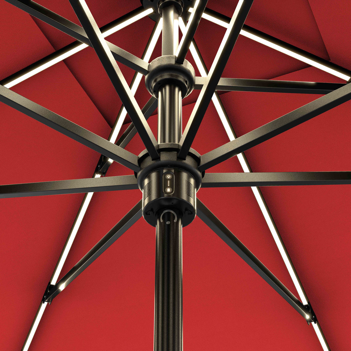 Market Patio Umbrella | Solar LED Ribs, Wind Resistant | Commercial ...