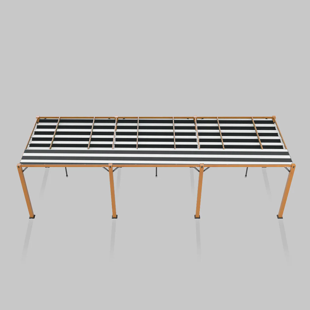 The Modular Wooden Pergola - Sunbrella Black & Grey