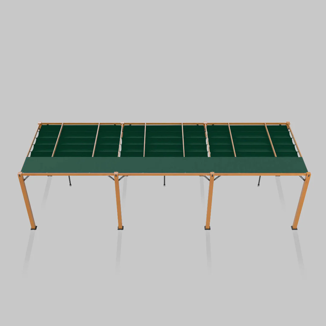 The Modular Wooden Pergola - Sunbrella Forest Green