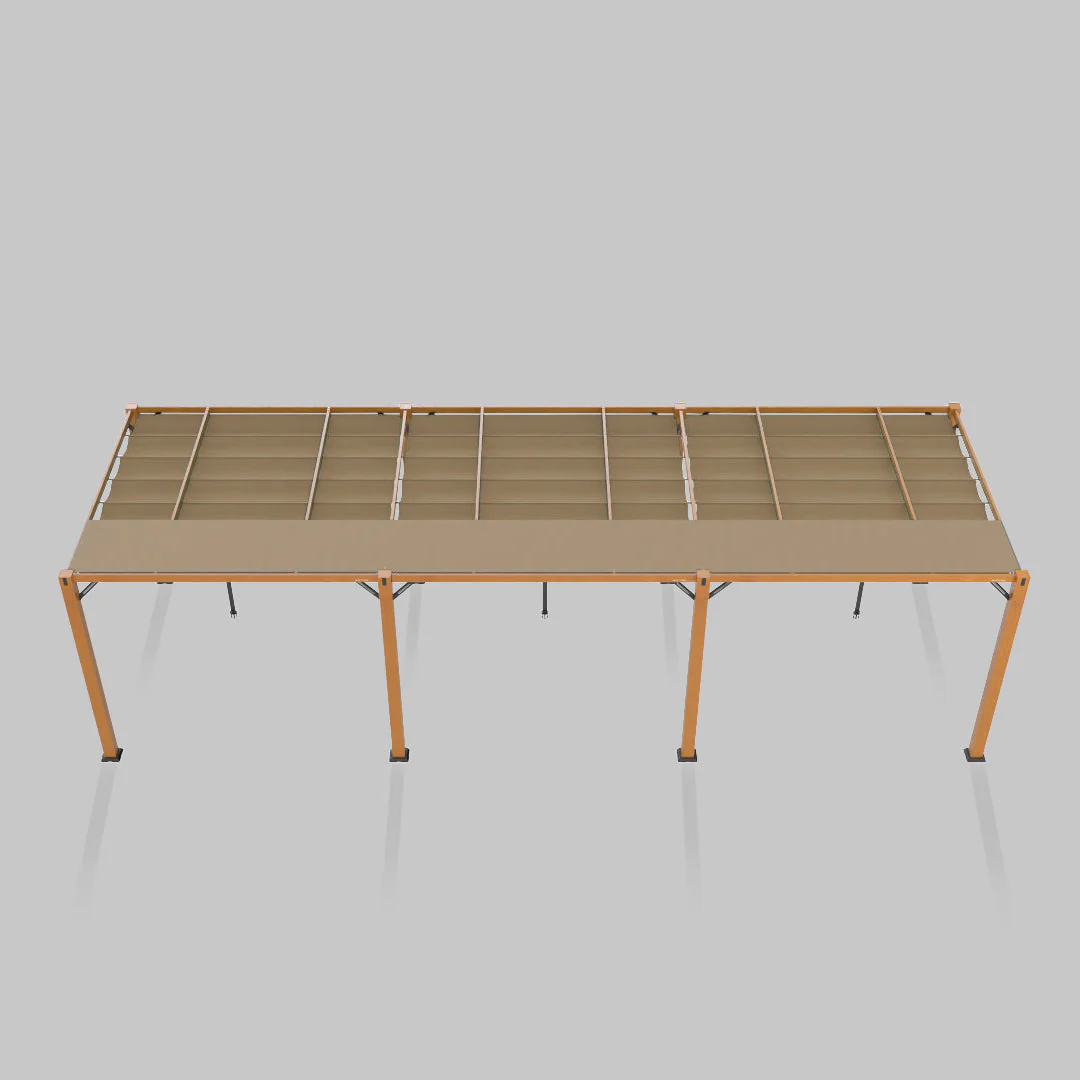 The Modular Wooden Pergola - Sunbrella Heather Tan