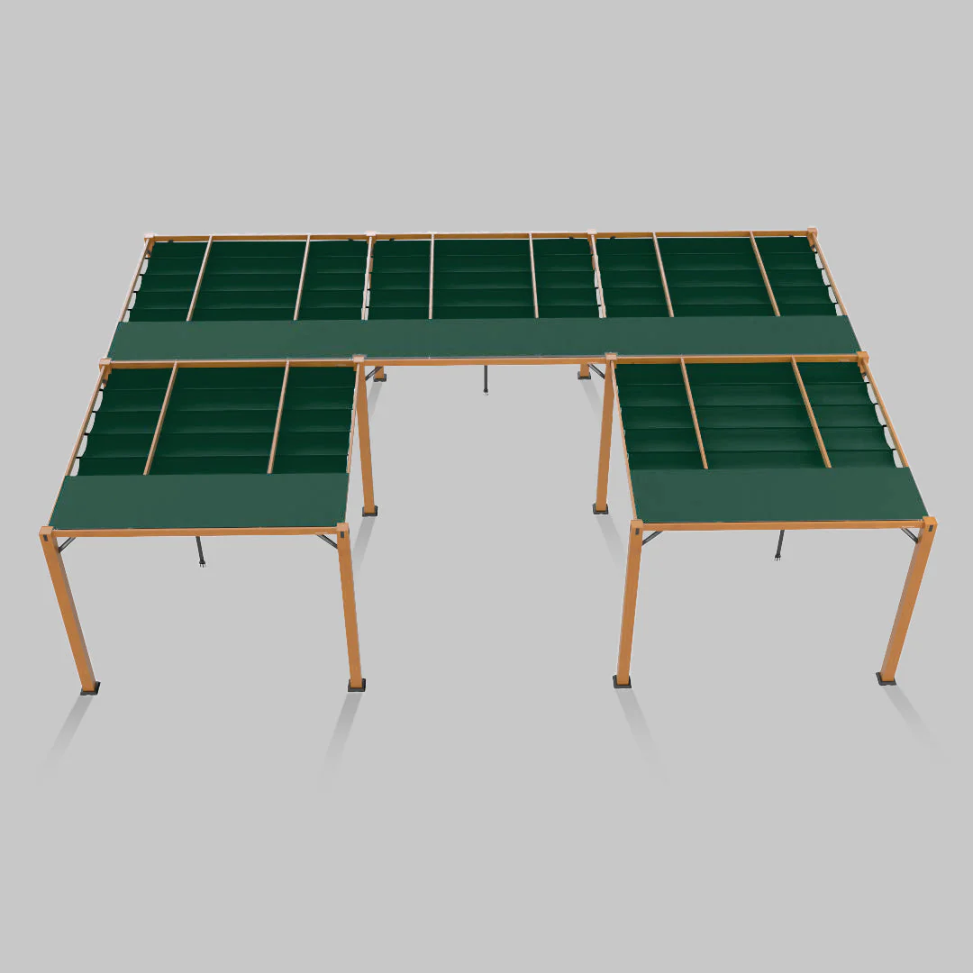 The Modular Wooden Pergola - Sunbrella Forest Green