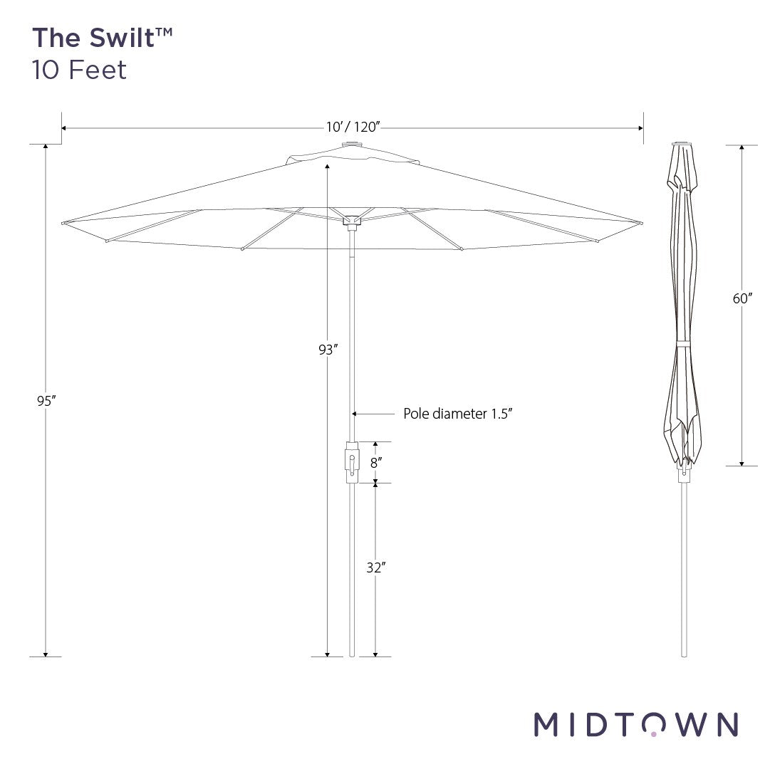 8ft-10ft Auto Tilt Sunbrella Patio Umbrella | Fiberglass